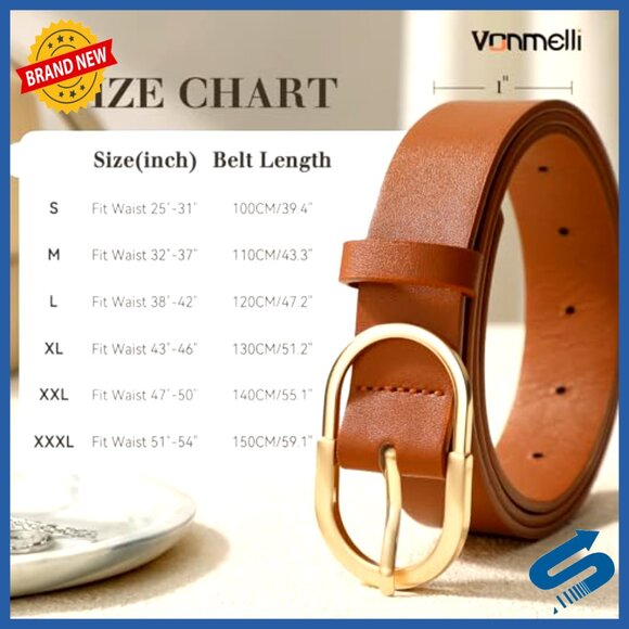 3 Pack Women\'s Faux Leather Belts Gold Buckle Dress Casual Jeans